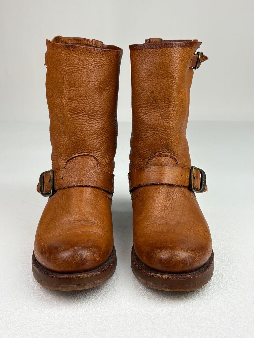 Frye Veronica Shortie Strap Moto Ankle Boots Womens Size 8B Brown Whiskey